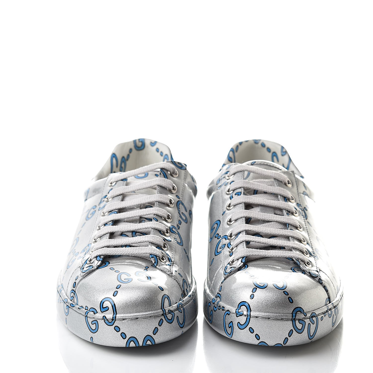 Gucci Miro Rubber Wax GucciGhost Print Mens New Ace Sneakers 8 Silver 2 of 10
