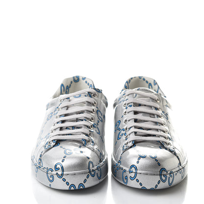 Gucci Miro Rubber Wax GucciGhost Print Mens New Ace Sneakers 8 Silver 2 of 10