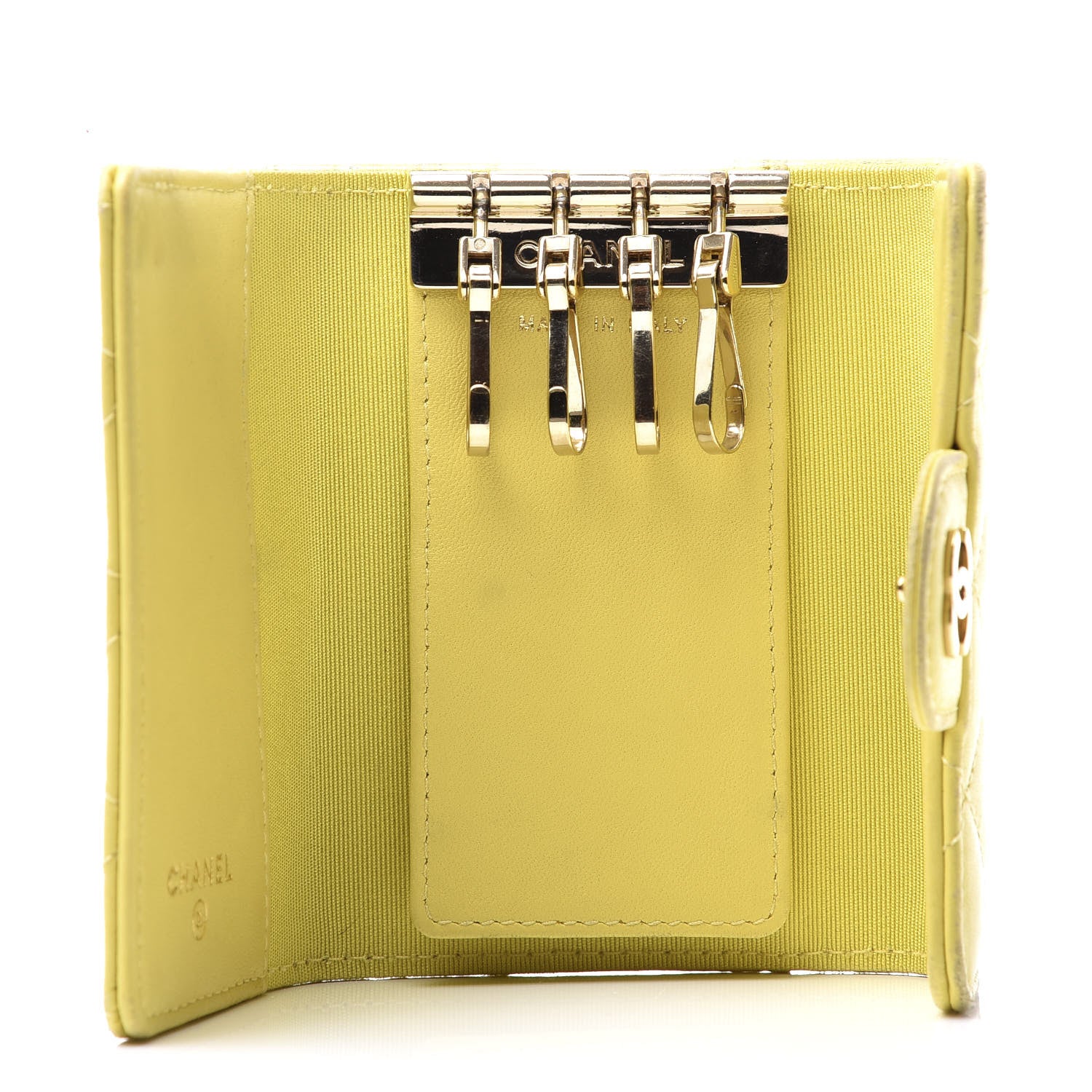 Chanel Lambskin Quilted 4 Key Holder Yellow 4 of 9