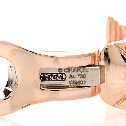 Chanel 18K Beige Gold Diamond Coco Crush Hoop Earrings 4 of 5