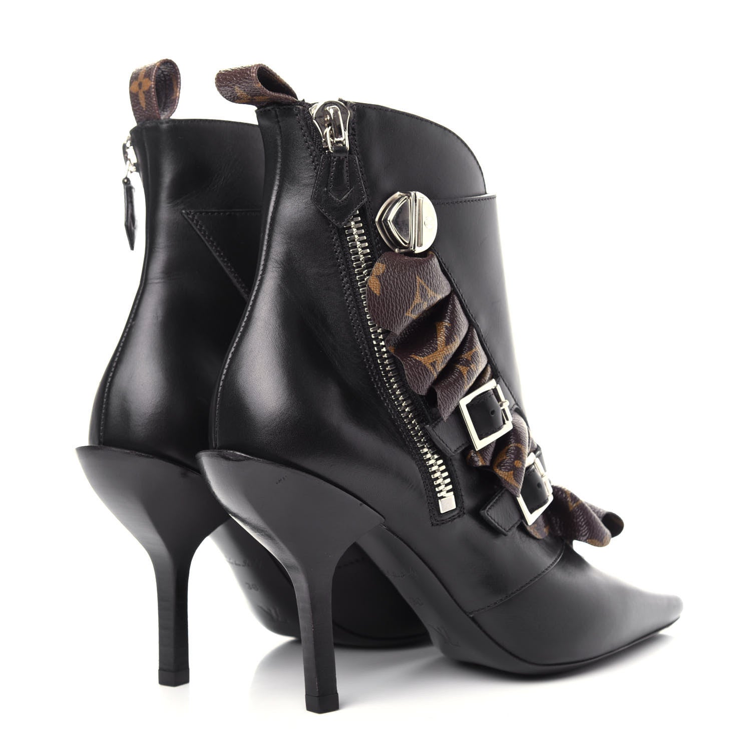 Louis Vuitton Calfskin Monogram Janet Ankle Boots 38 Black 4 of 10