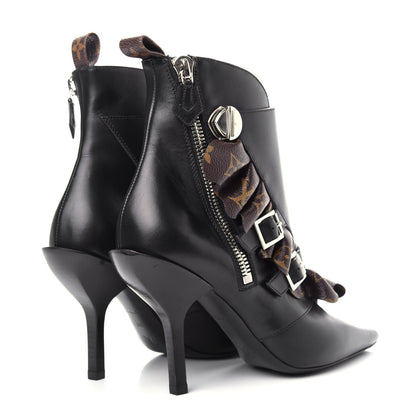 Louis Vuitton Calfskin Monogram Janet Ankle Boots 38 Black 4 of 10