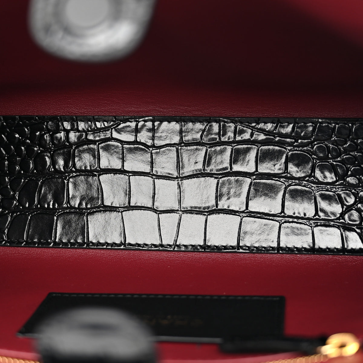 Calfskin Crocodile Embossed Small Archetype Black