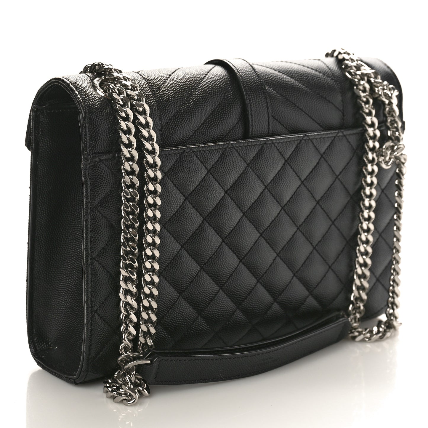 Grain De Poudre Textured Mixed Matelasse Triquilt Medium Monogram Satchel Black