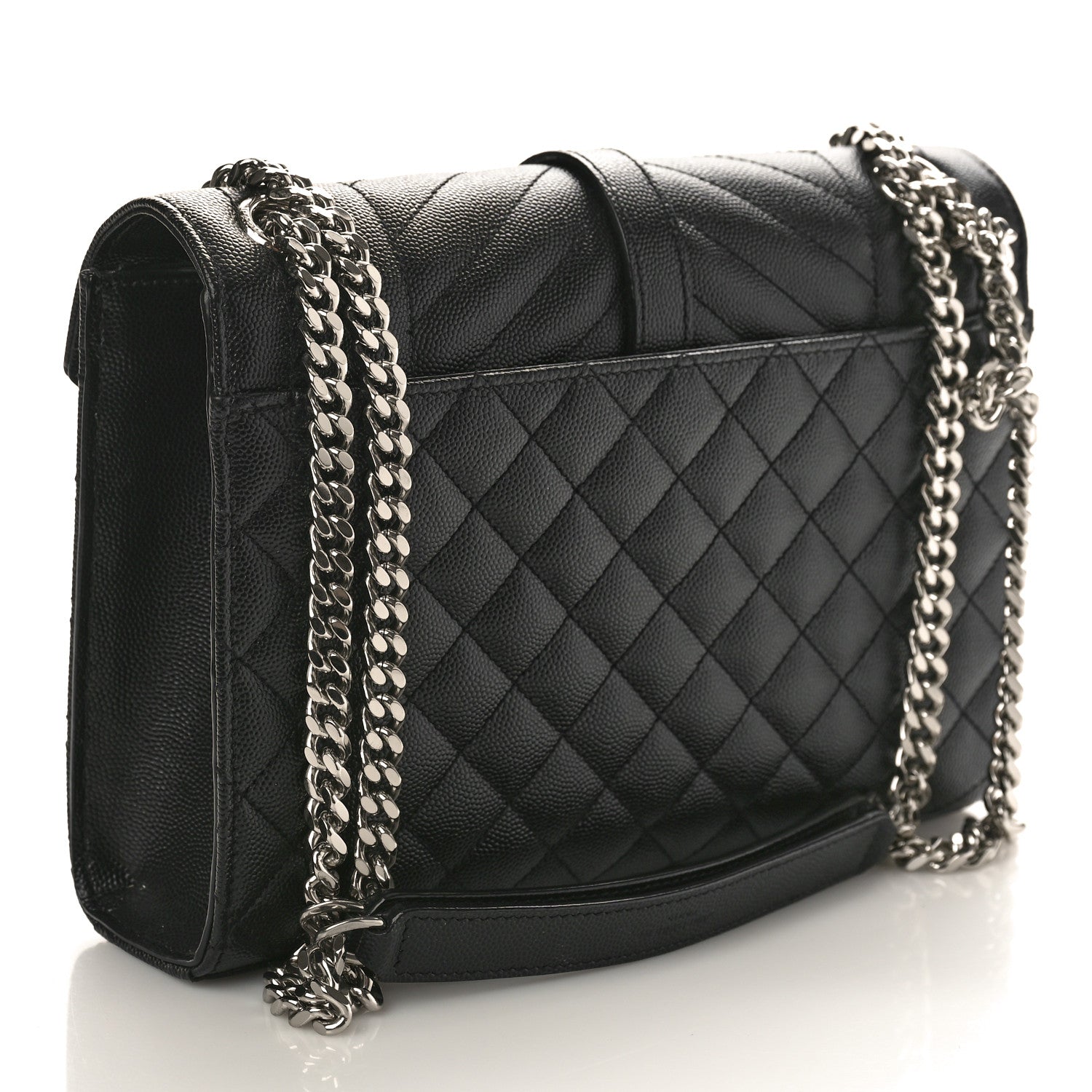 Saint Laurent Grain De Poudre Textured Mixed Matelasse Triquilt Medium Monogram Satchel Black 3 of 8