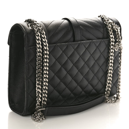 Saint Laurent Grain De Poudre Textured Mixed Matelasse Triquilt Medium Monogram Satchel Black 3 of 8