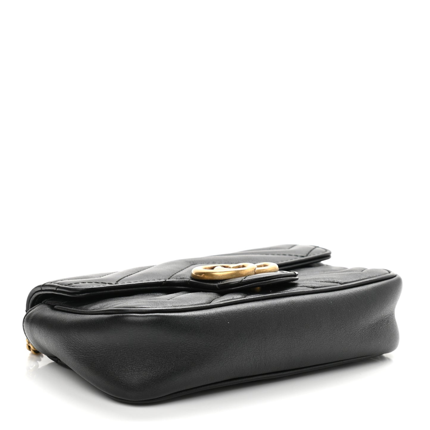 Calfskin Matelasse Super Mini GG Marmont Shoulder Bag Black
