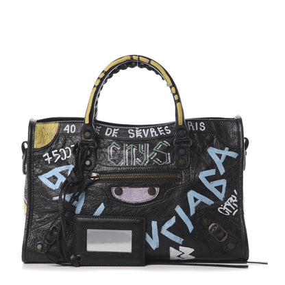 Balenciaga Agneau Graffiti All Over Classic Hardware S City Black Multicolor 1 of 9