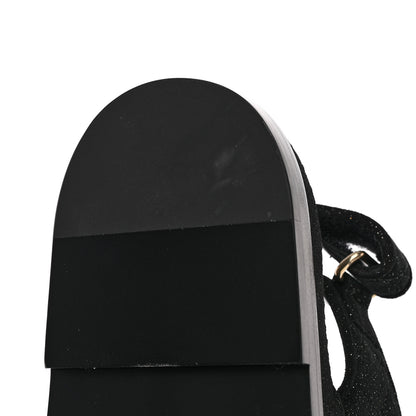 Chanel Suede Kidskin Glitter Crystal Velcro Dad Sandals 39 Black Silver 13 of 18