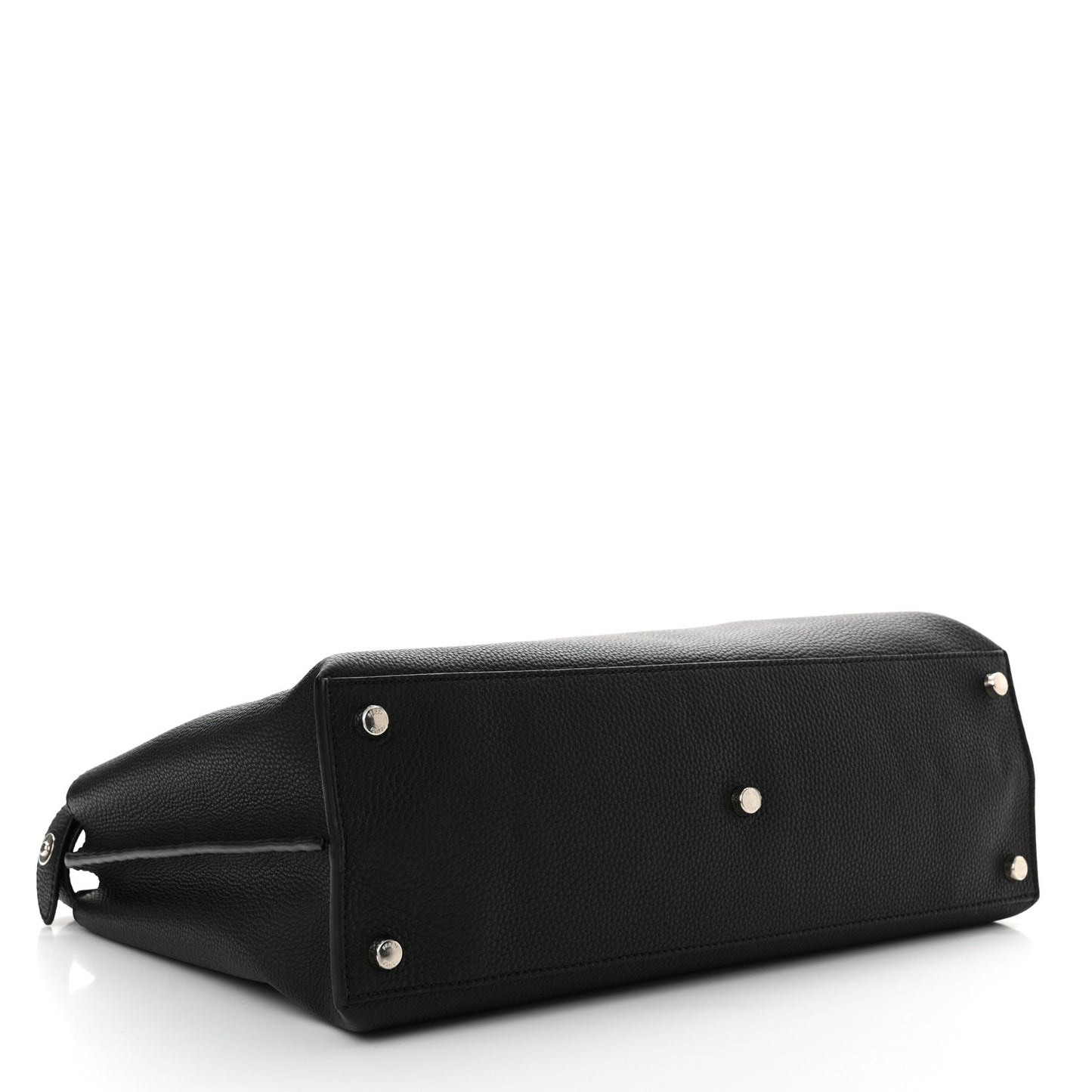 Cuoio Romano Selleria Vitello Grace Glazed Fabric FF 1974 Large Peekaboo Iconic Essential Satchel Black