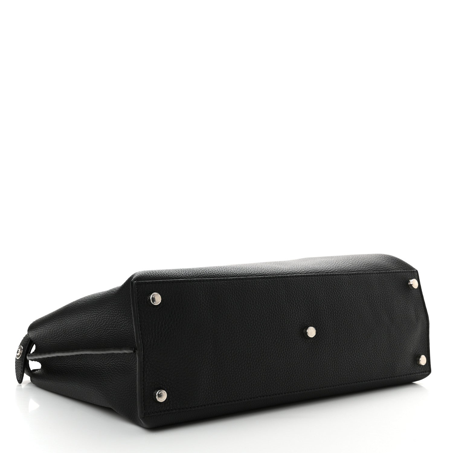 Fendi Cuoio Romano Selleria Vitello Grace Glazed Fabric FF 1974 Large Peekaboo Iconic Essential Satchel Black 4 of 10