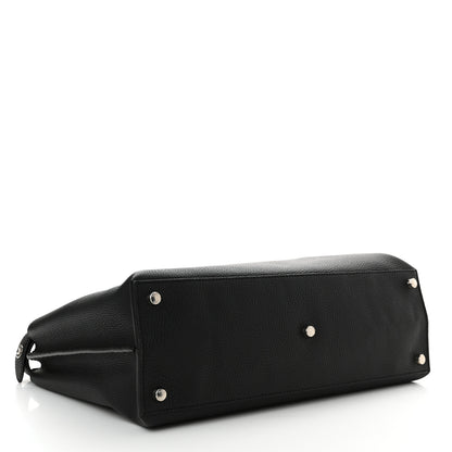 Fendi Cuoio Romano Selleria Vitello Grace Glazed Fabric FF 1974 Large Peekaboo Iconic Essential Satchel Black 4 of 10