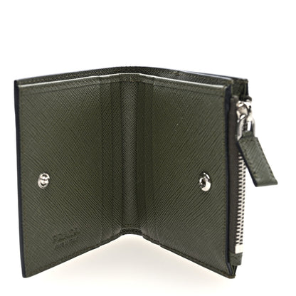 Prada Saffiano Zip Top Compact Wallet Dark Green 5 of 6