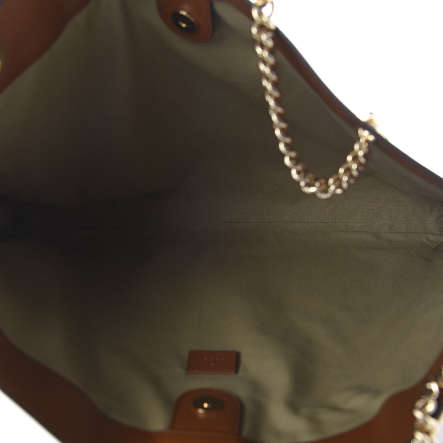 Vintage Canvas Calfskin Web Large Rajah Chain Tote Sand Light Cuir