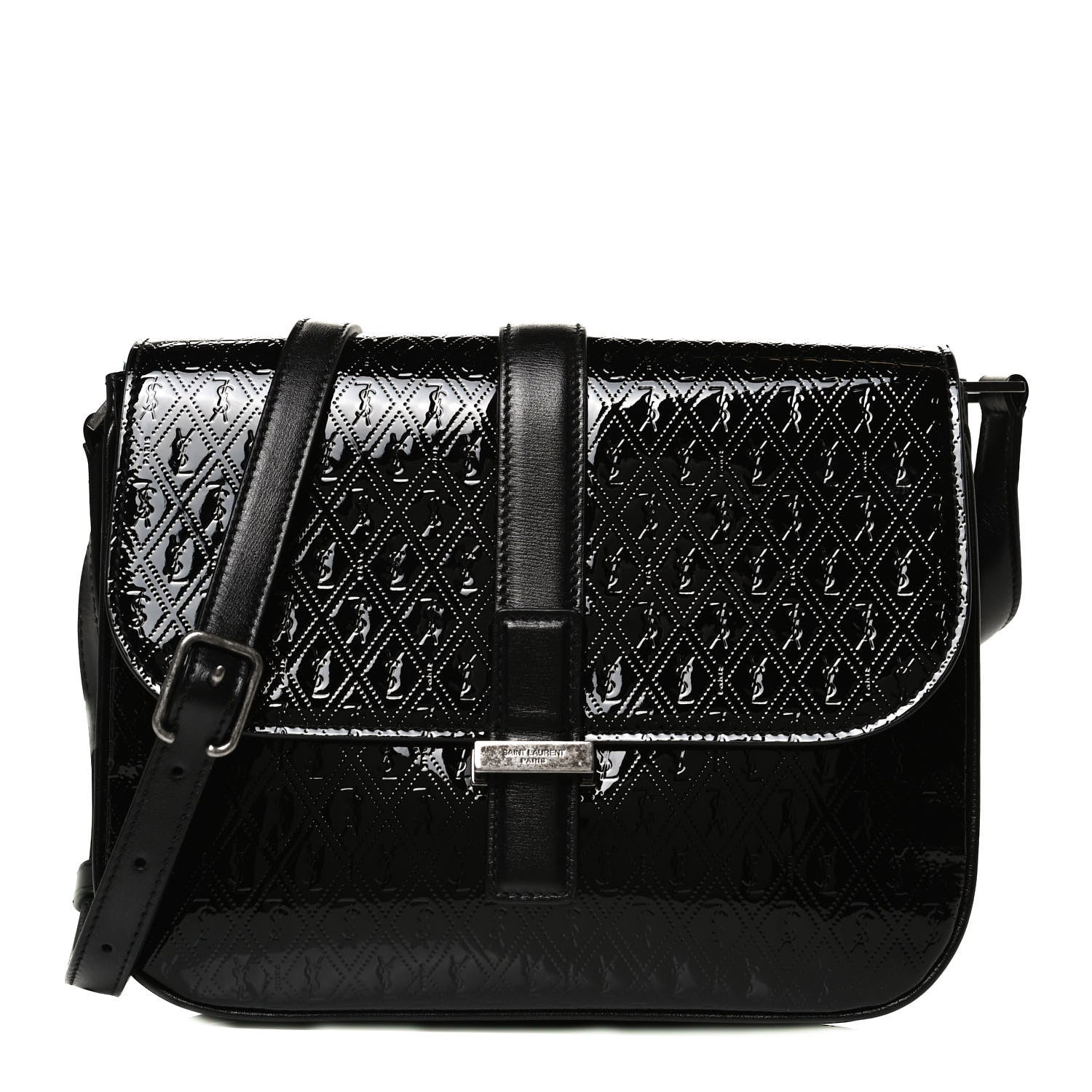 Saint Laurent Patent Embossed Small Le Monogramme Satchel Black 1 of 11