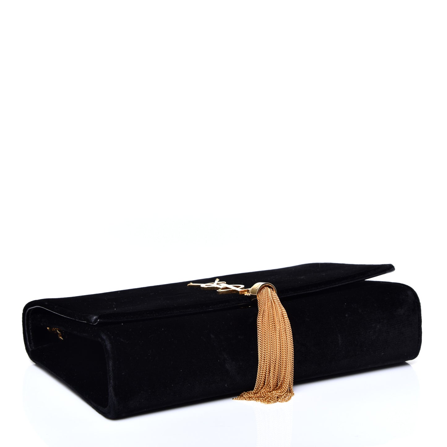 Velvet Medium Monogram Kate Tassel Shoulder Bag Black