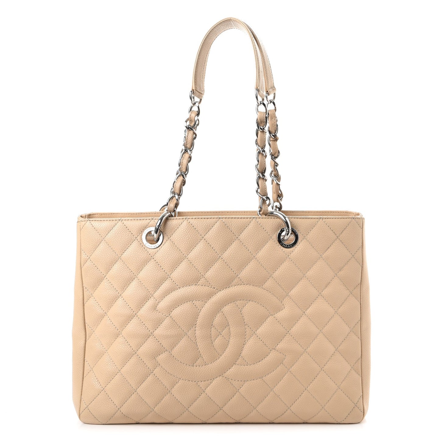 Caviar Quilted Grand Shopping Tote GST Beige Clair
