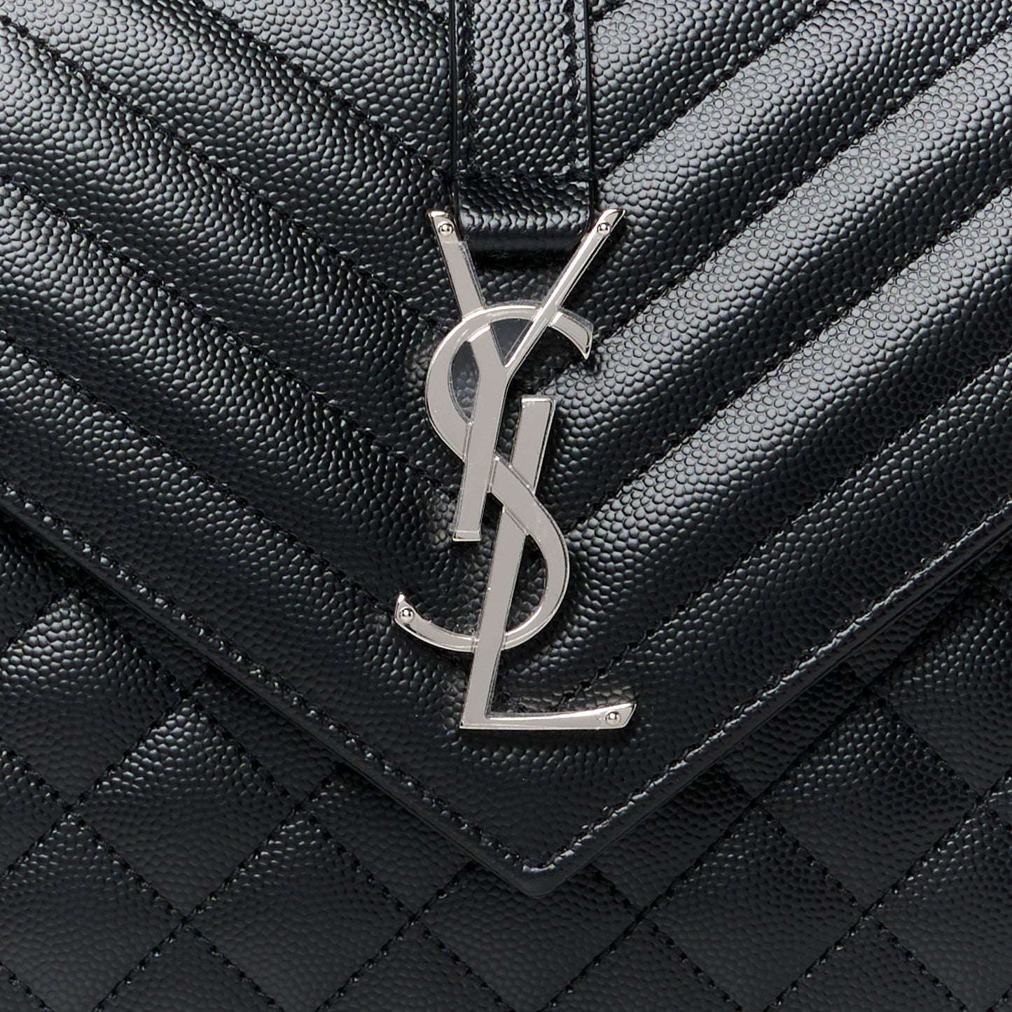 Grain De Poudre Textured Mixed Matelasse Triquilt Medium Monogram Satchel Black