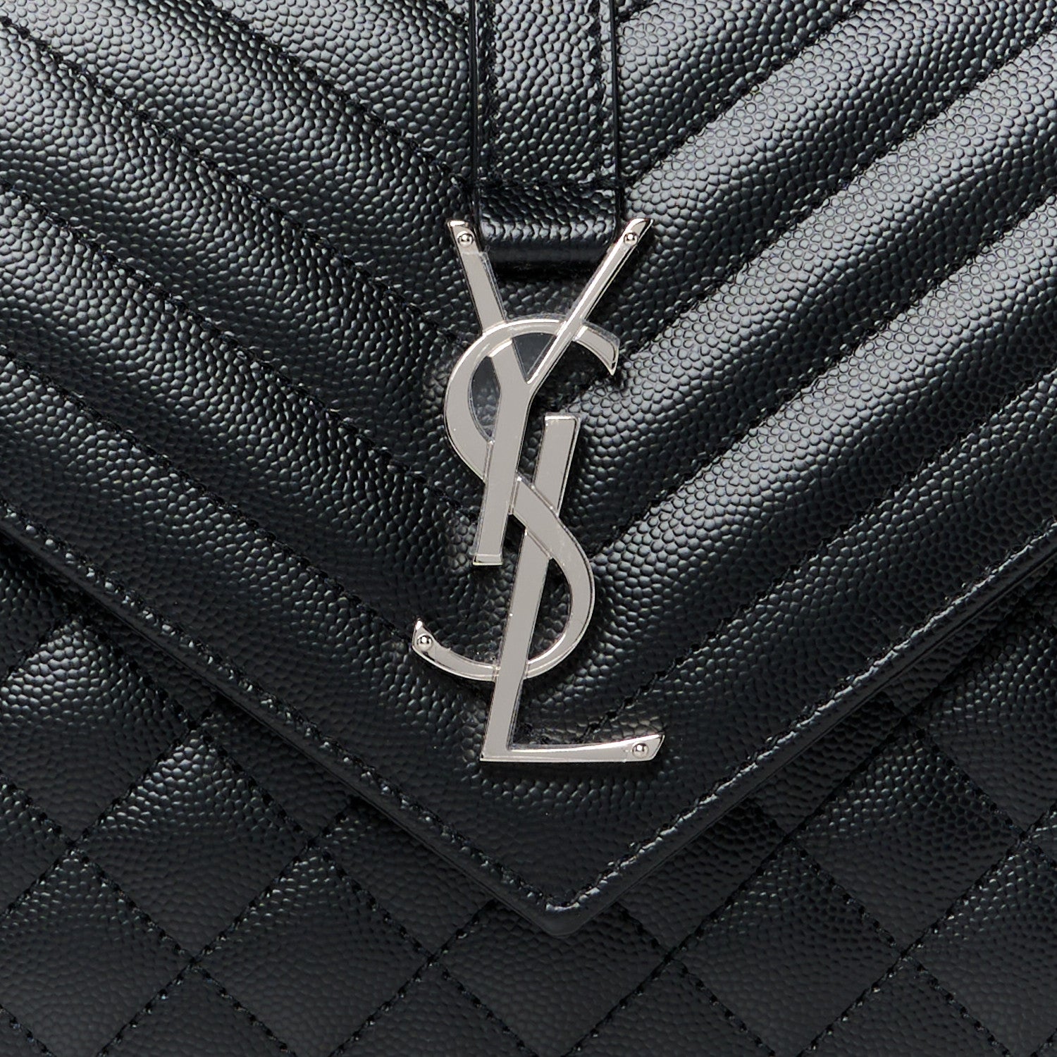 Saint Laurent Grain De Poudre Textured Mixed Matelasse Triquilt Medium Monogram Satchel Black 9 of 12