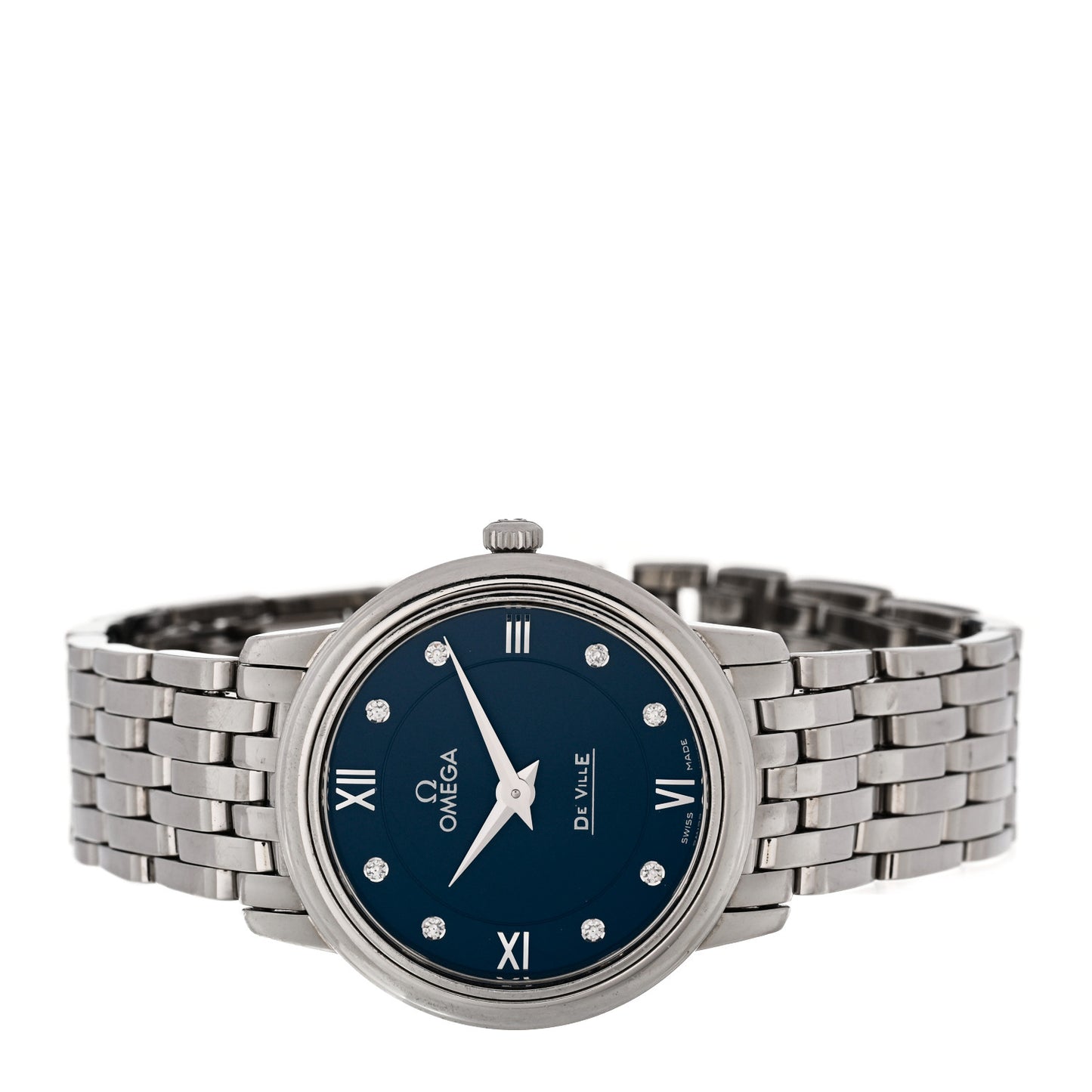 Stainless Steel Diamond 27mm De Ville Prestige Quartz Watch Blue 424.10.27.60.53.001