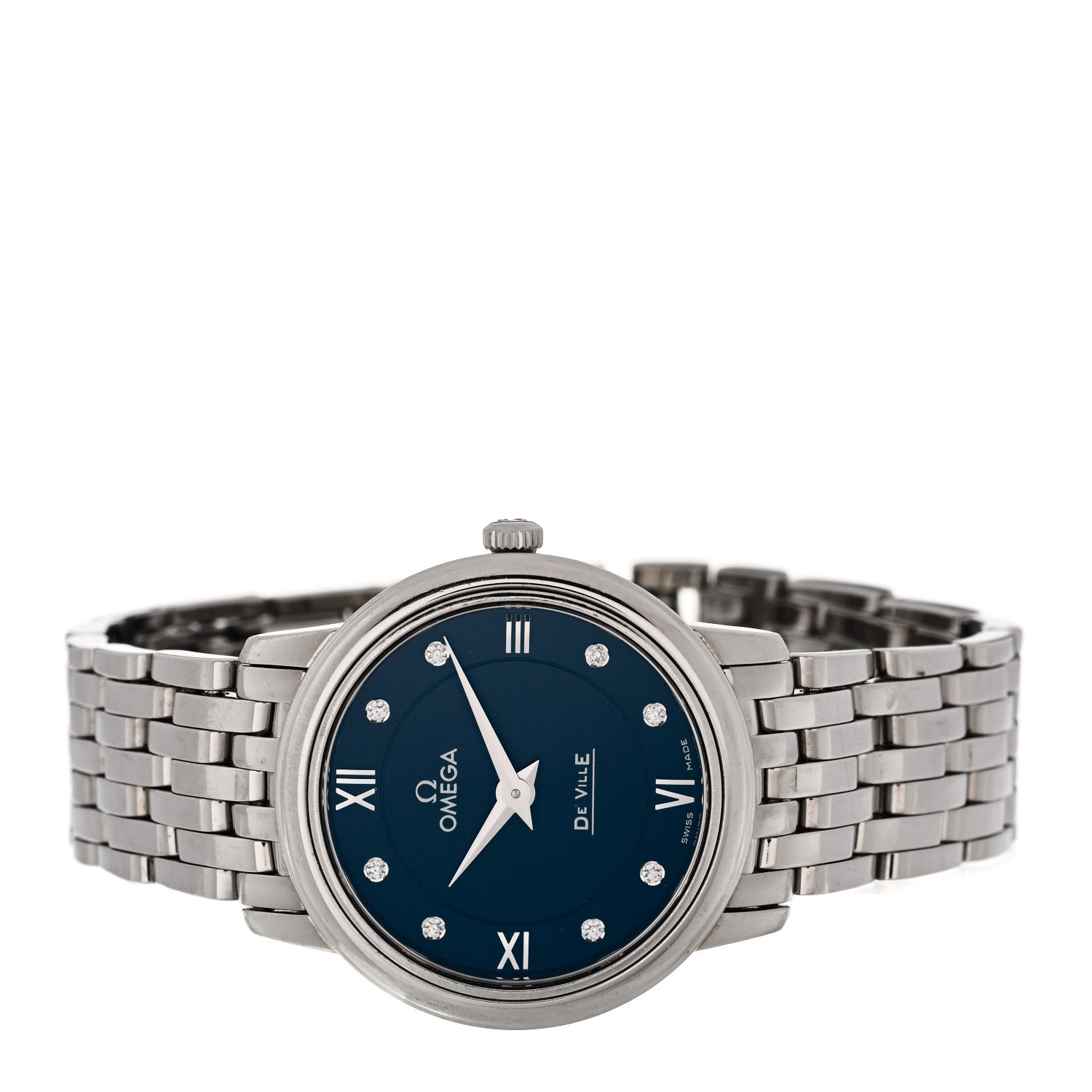 Omega Stainless Steel Diamond 27mm De Ville Prestige Quartz Watch Blue 424.10.27.60.53.001 2 of 4