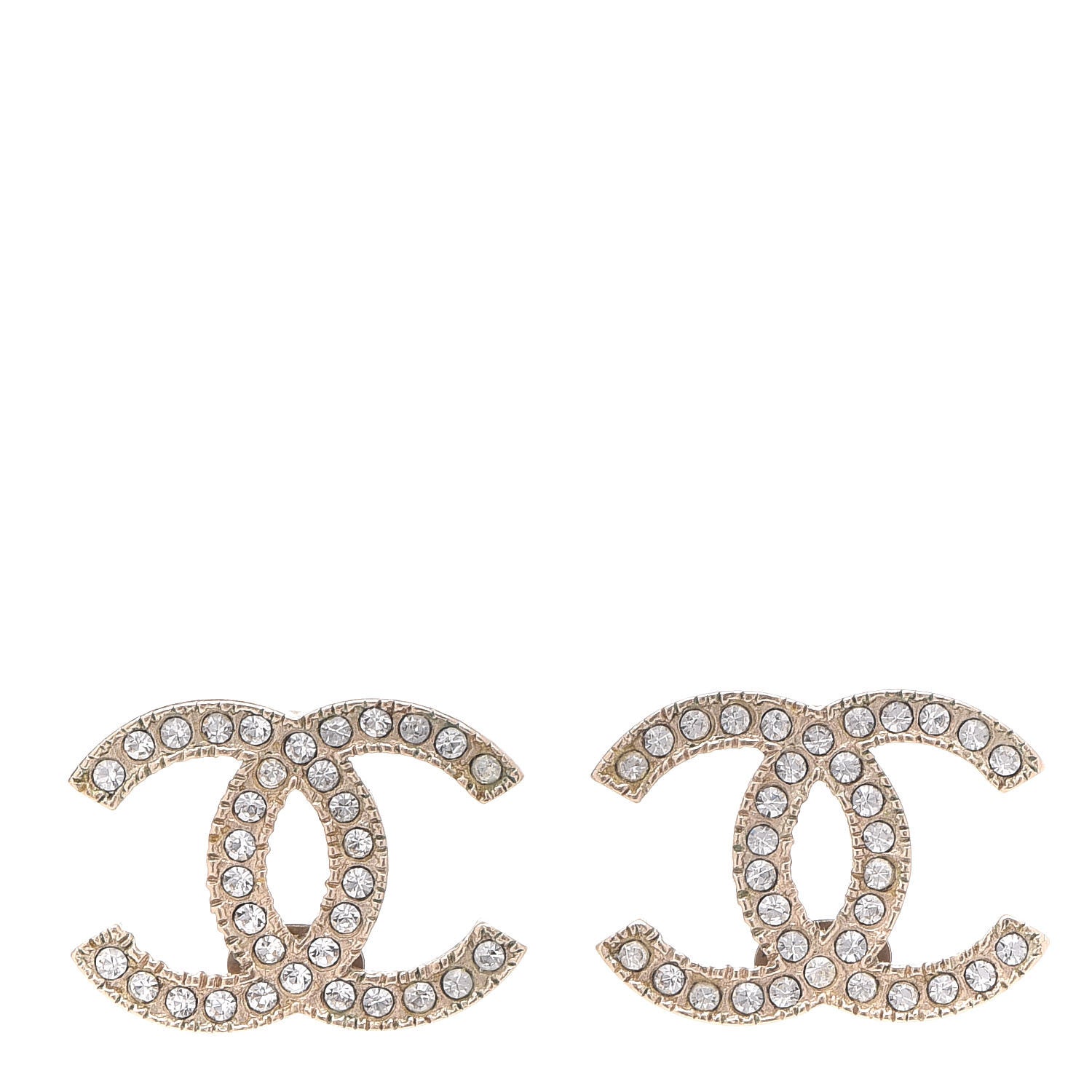 Chanel Crystal CC Earrings Gold 1 of 7