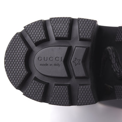 Gucci Calfskin Embroidered Lace Up Combat Ankle Boots 39.5 Black 7 of 11