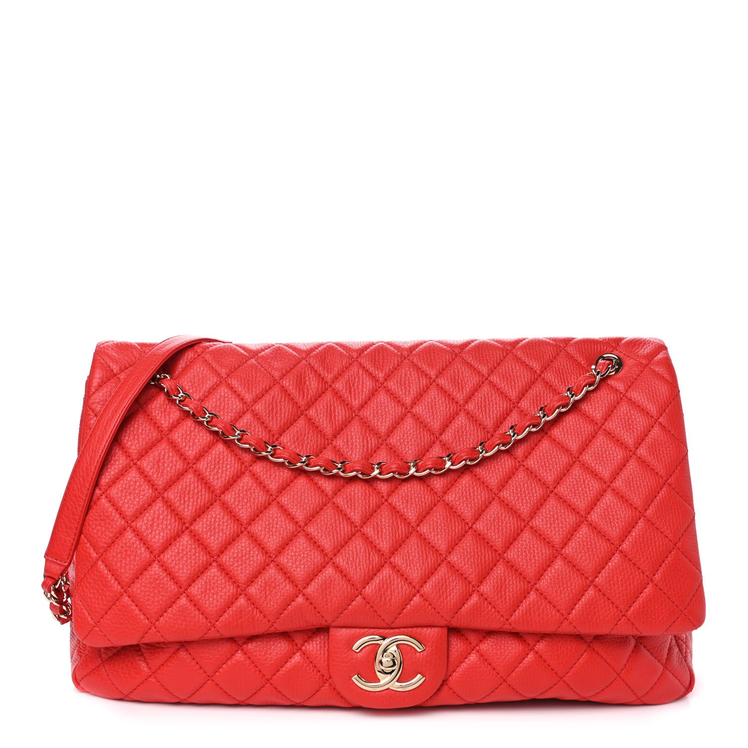 Chanel Calfskin Quilted XXL Travel Flap Bag Red 1 of 5