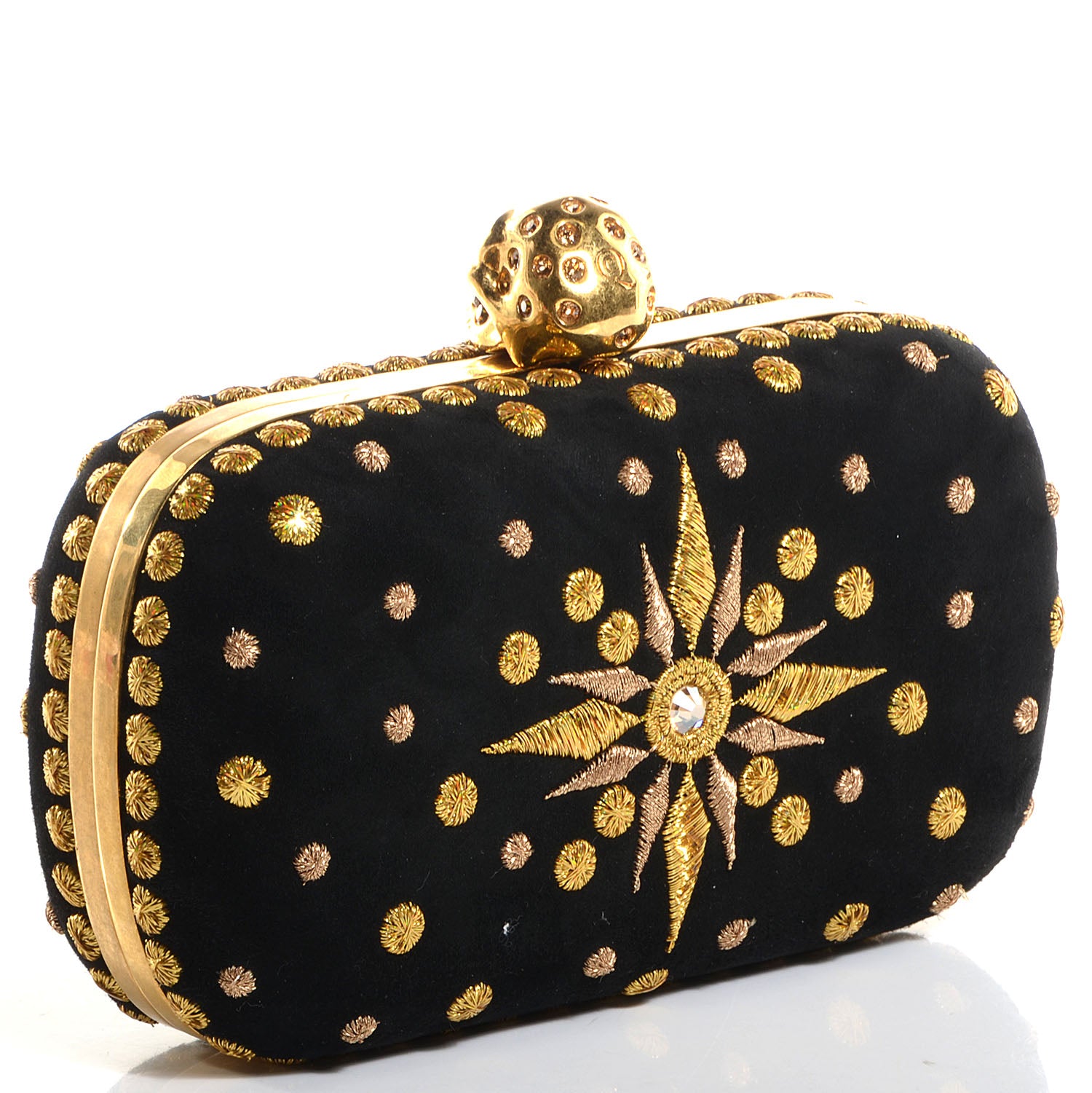 Alexander McQueen Glory Embroidery Skull Box Clutch Black 3 of 8