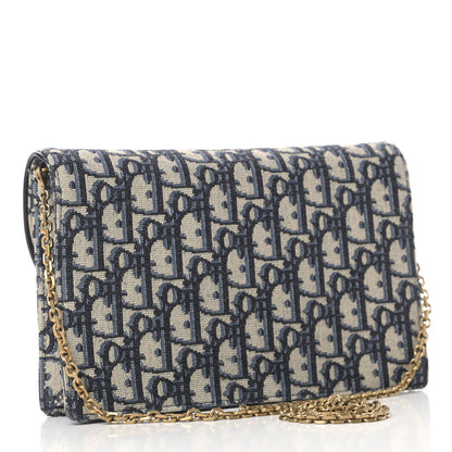 Christian Dior Oblique Saddle Chain Pouch Blue 3 of 9