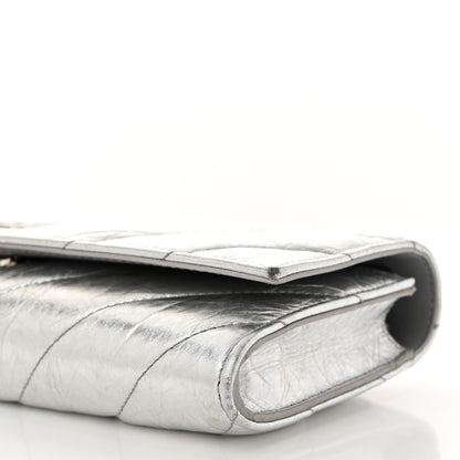 Balenciaga Metallic Calfskin Quilted Crush Wallet On Chain Silver 9 of 13