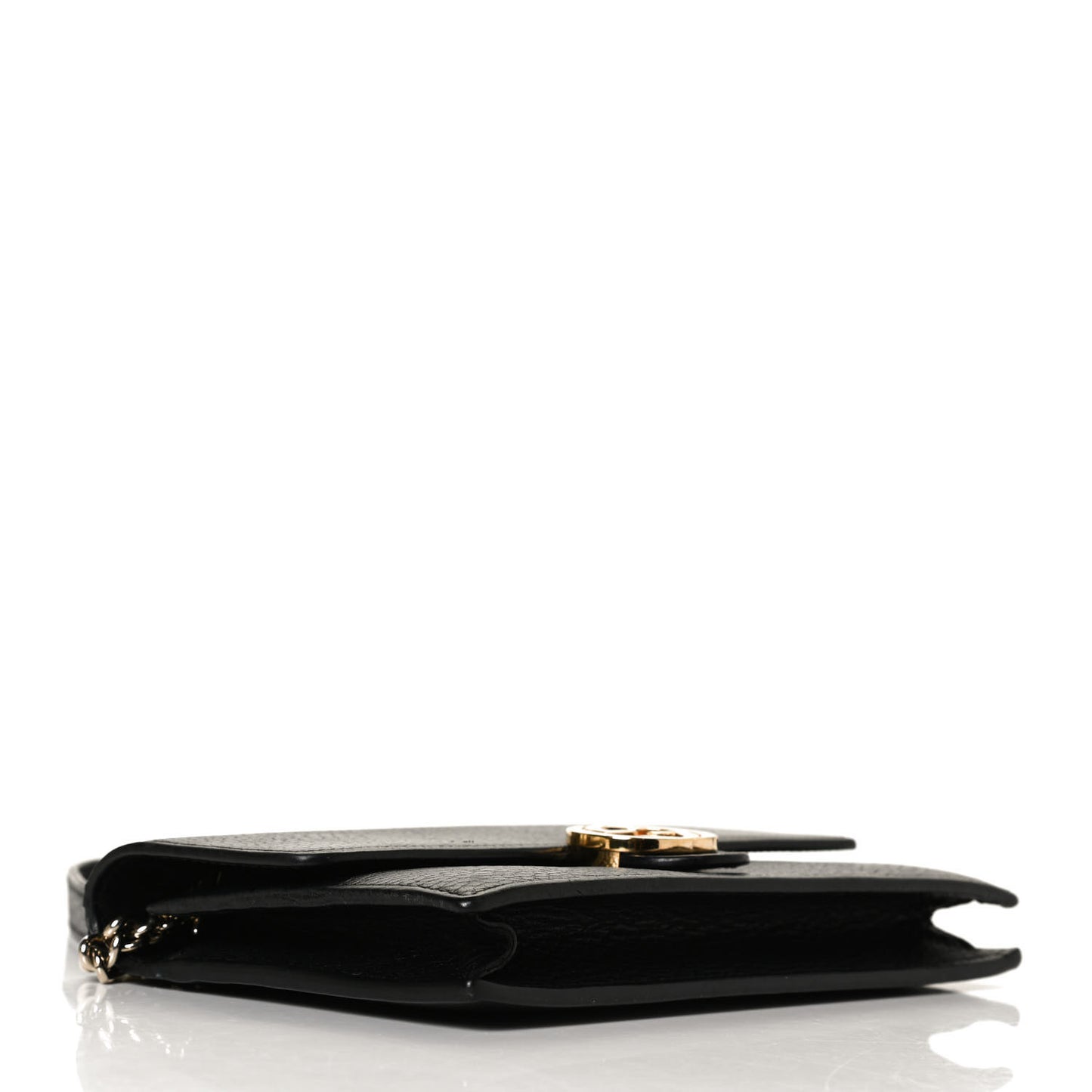 Dollar Calfskin Interlocking G Chain Wallet Black