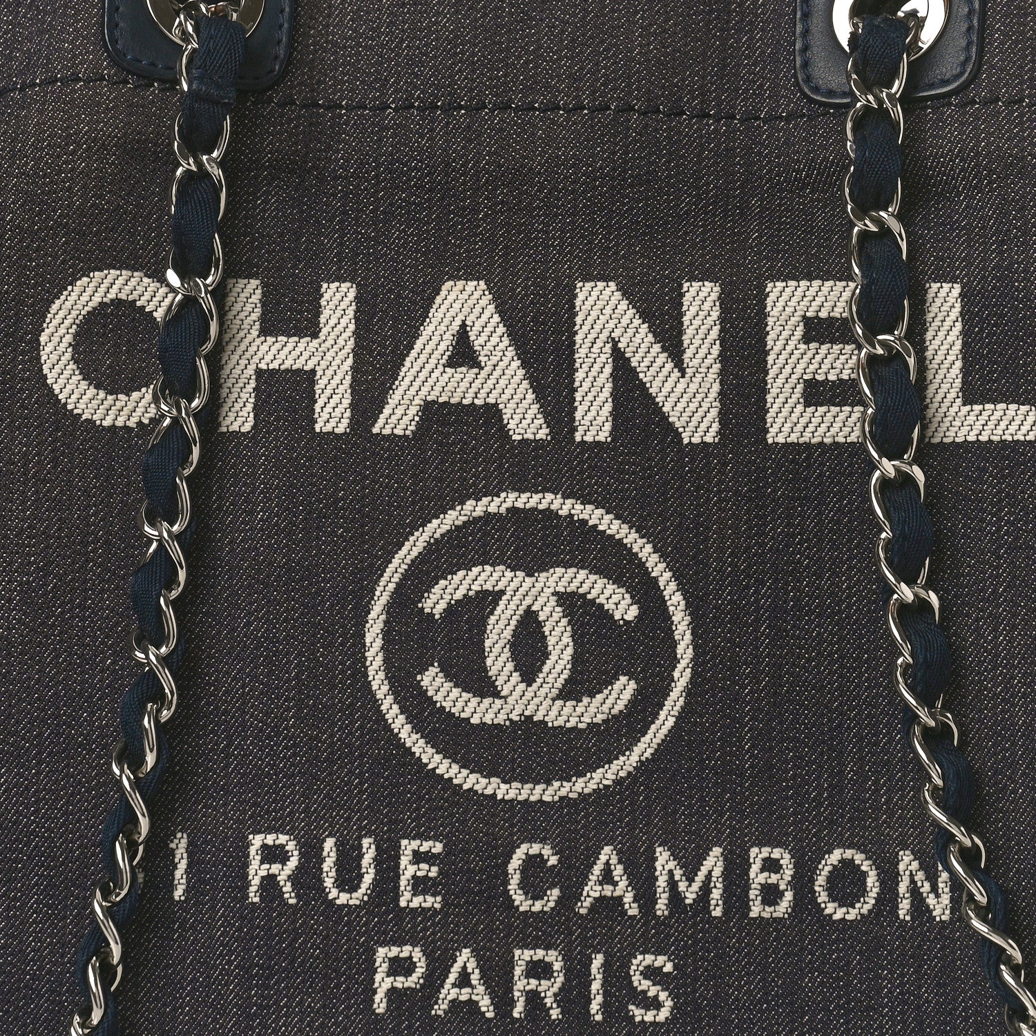 Chanel Denim Medium Deauville Tote Dark Blue 8 of 15
