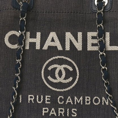 Chanel Denim Medium Deauville Tote Dark Blue 8 of 15