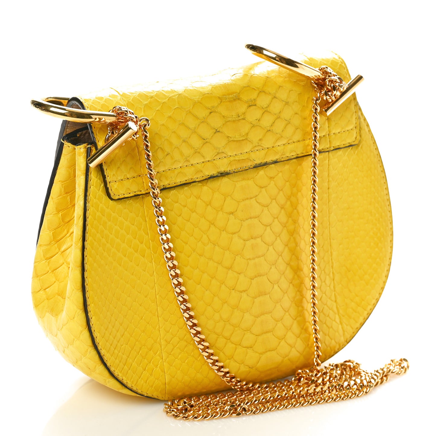 Snakeskin Mini Drew Shoulder Bag Yellow
