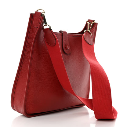 Hermes Taurillon Clemence Evelyne III PM Rouge Casaque 3 of 12