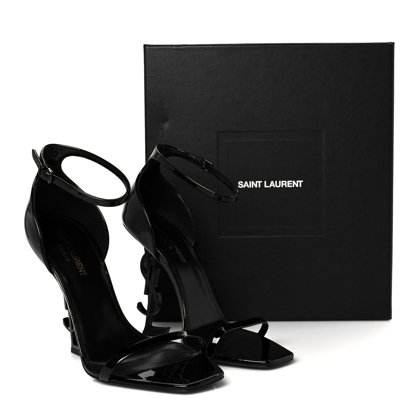 Patent Calfskin Opyum 110 Sandals 39 Black