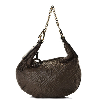 Fendi Nylon FF Embroidered Chef Hobo Brown 1 of 4