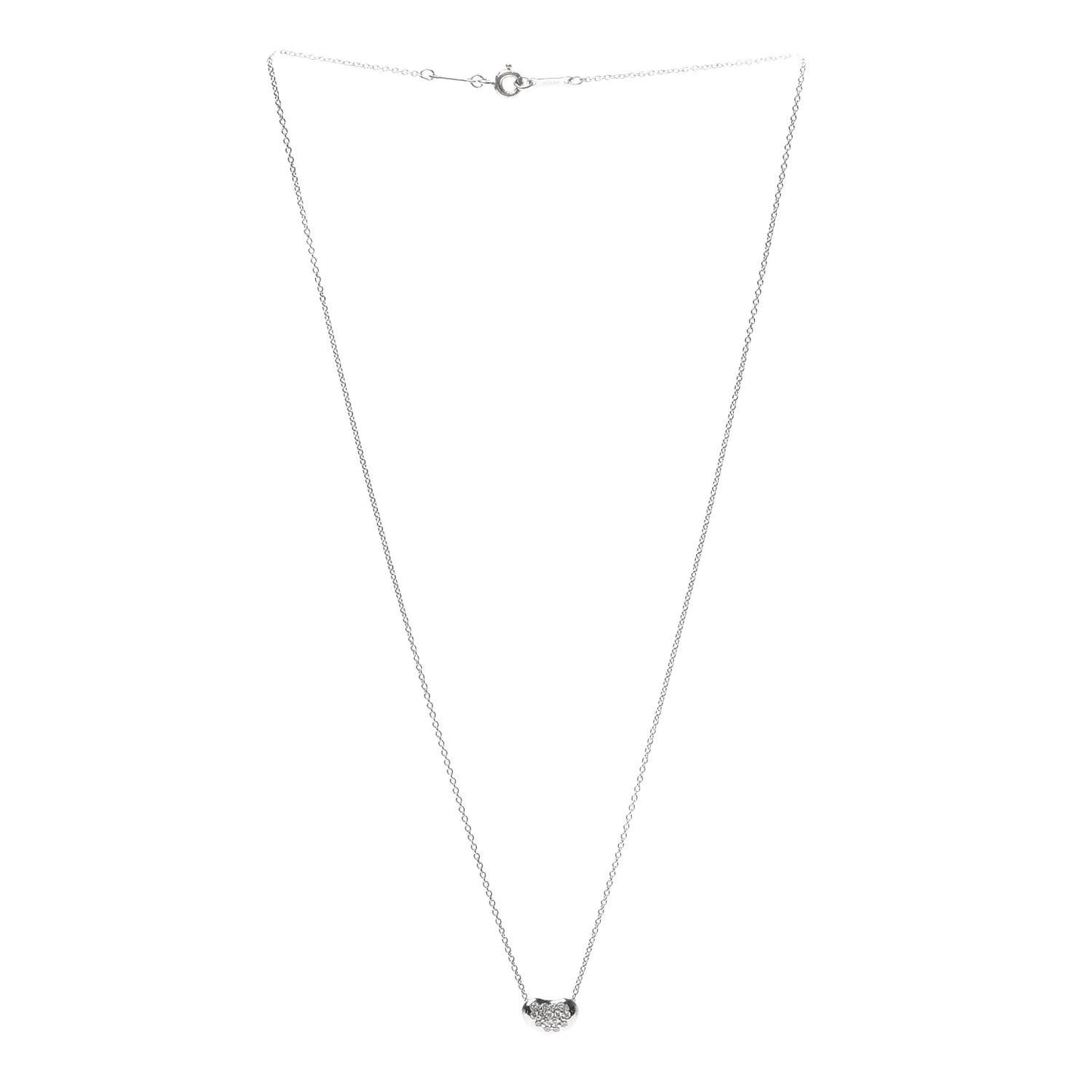 Platinum Diamond 9mm Elsa Peretti Bean Pendant Necklace