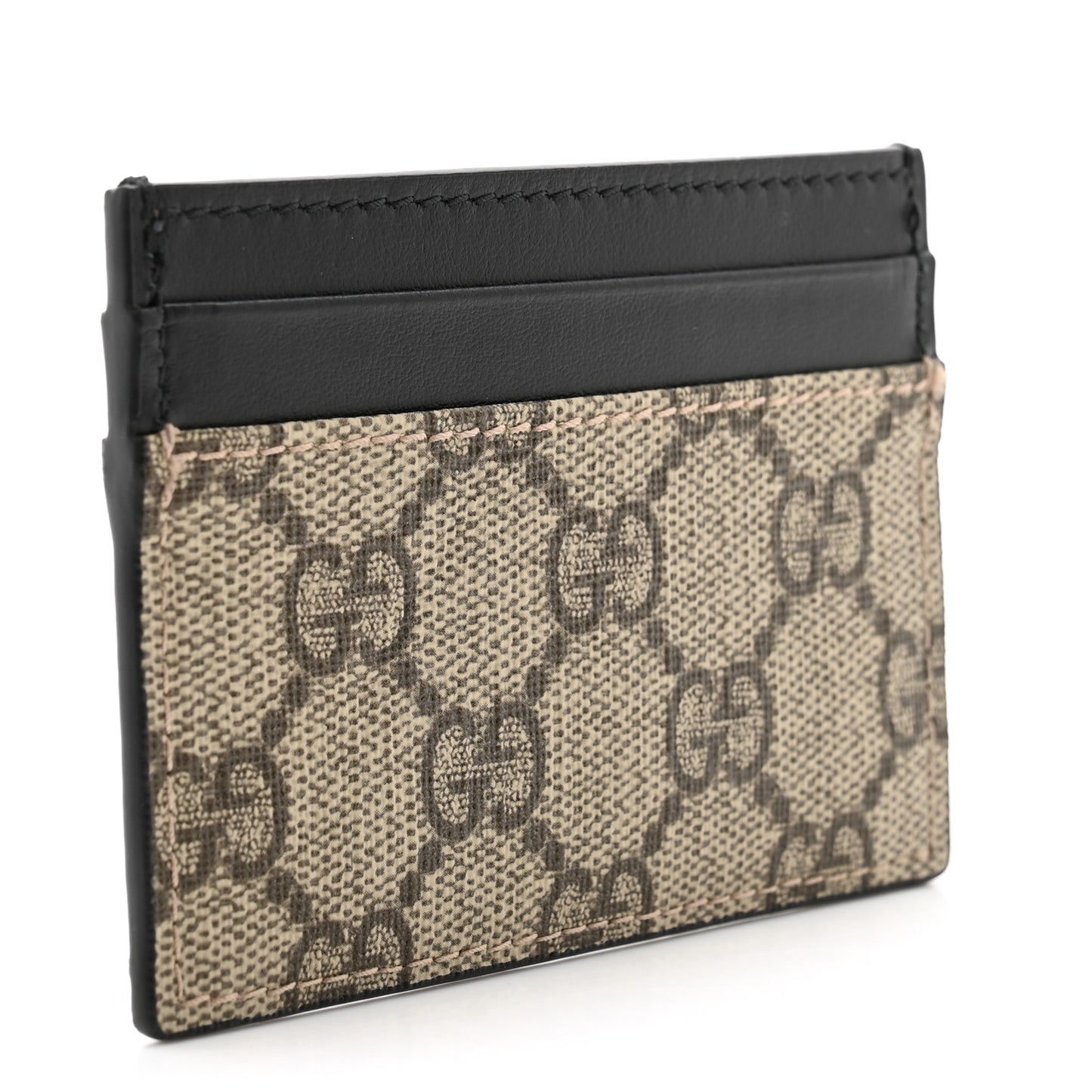 GG Supreme Monogram Calfskin Card Holder Beige Black