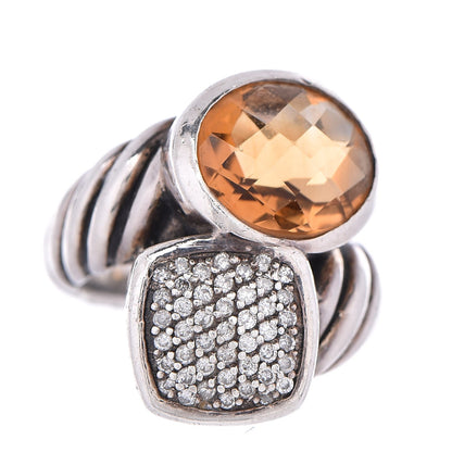 David Yurman Sterling Silver Citrine Diamond Bypass Renaissance Ring 53.5 6.5 1 of 5