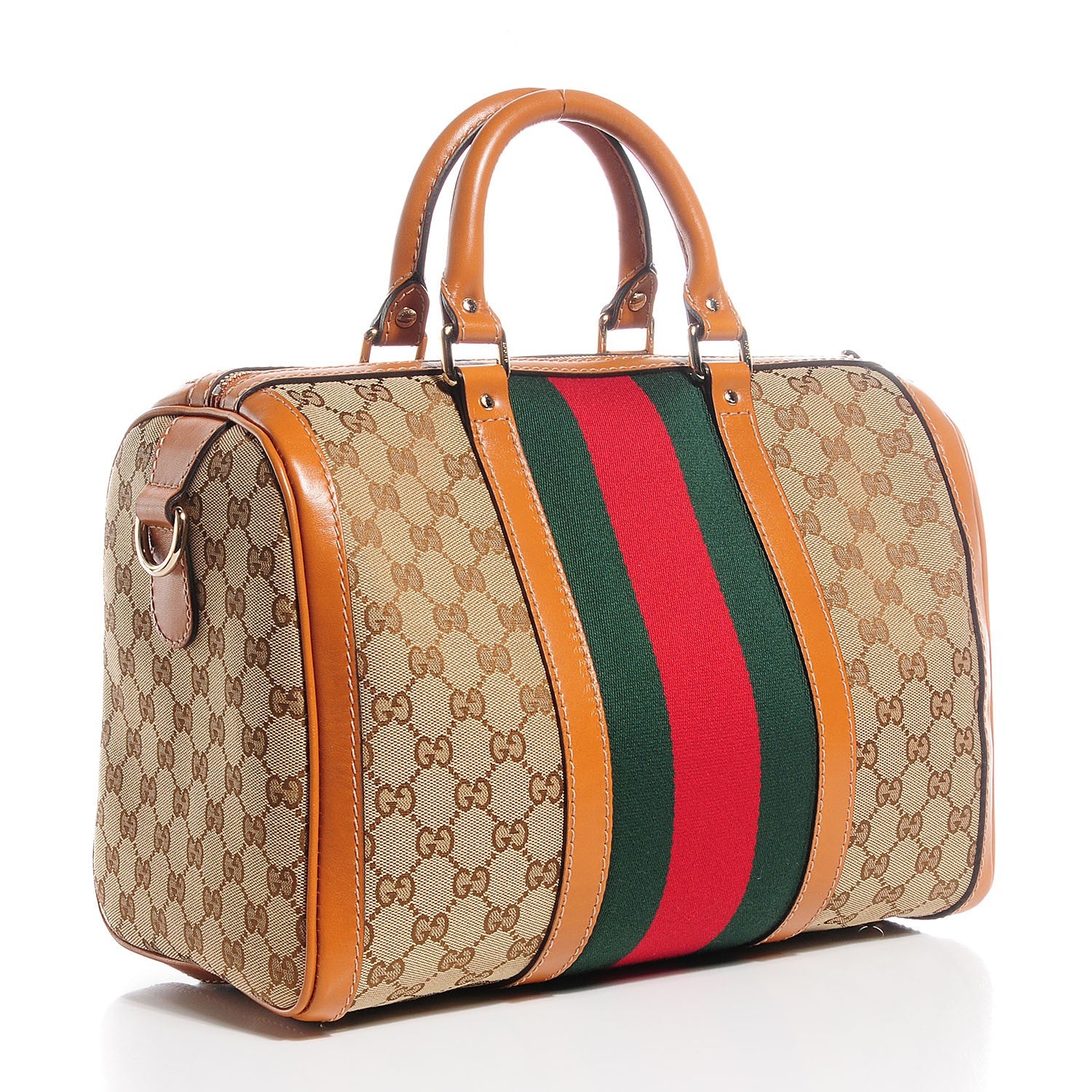 Gucci Monogram Vintage Web Medium Boston Tobacco 3 of 8