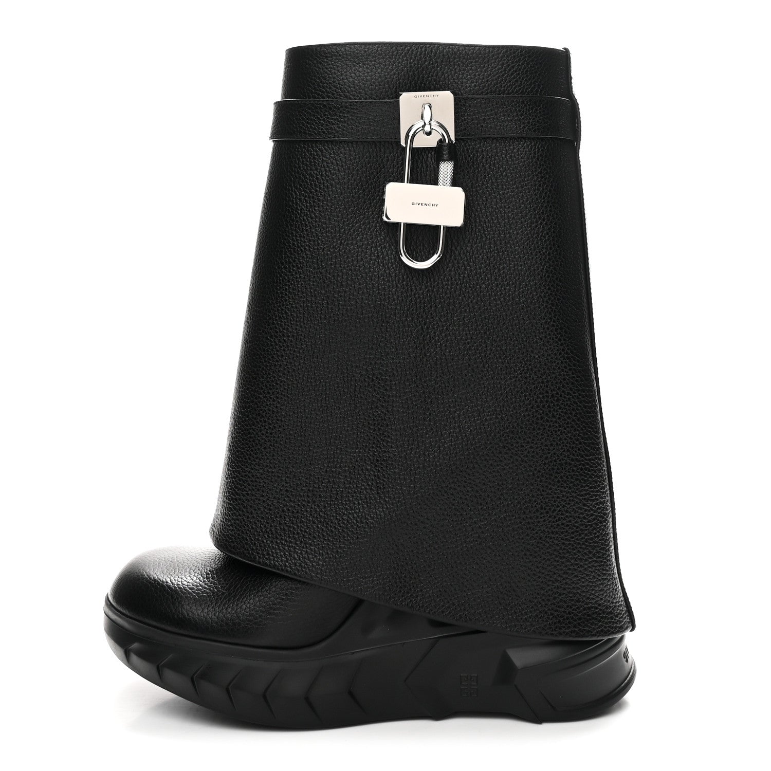 Givenchy Grained Calfskin Shark Lock Biker Ankle Boots 38 Black 1 of 10
