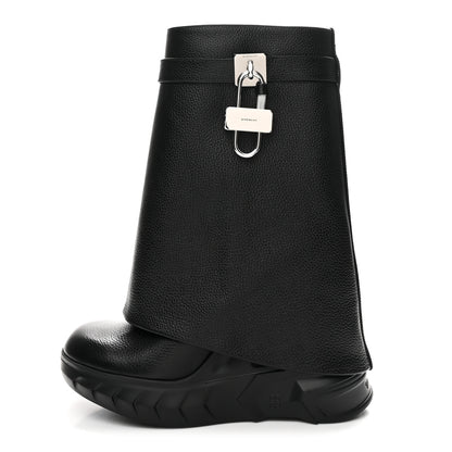 Givenchy Grained Calfskin Shark Lock Biker Ankle Boots 38 Black 1 of 10