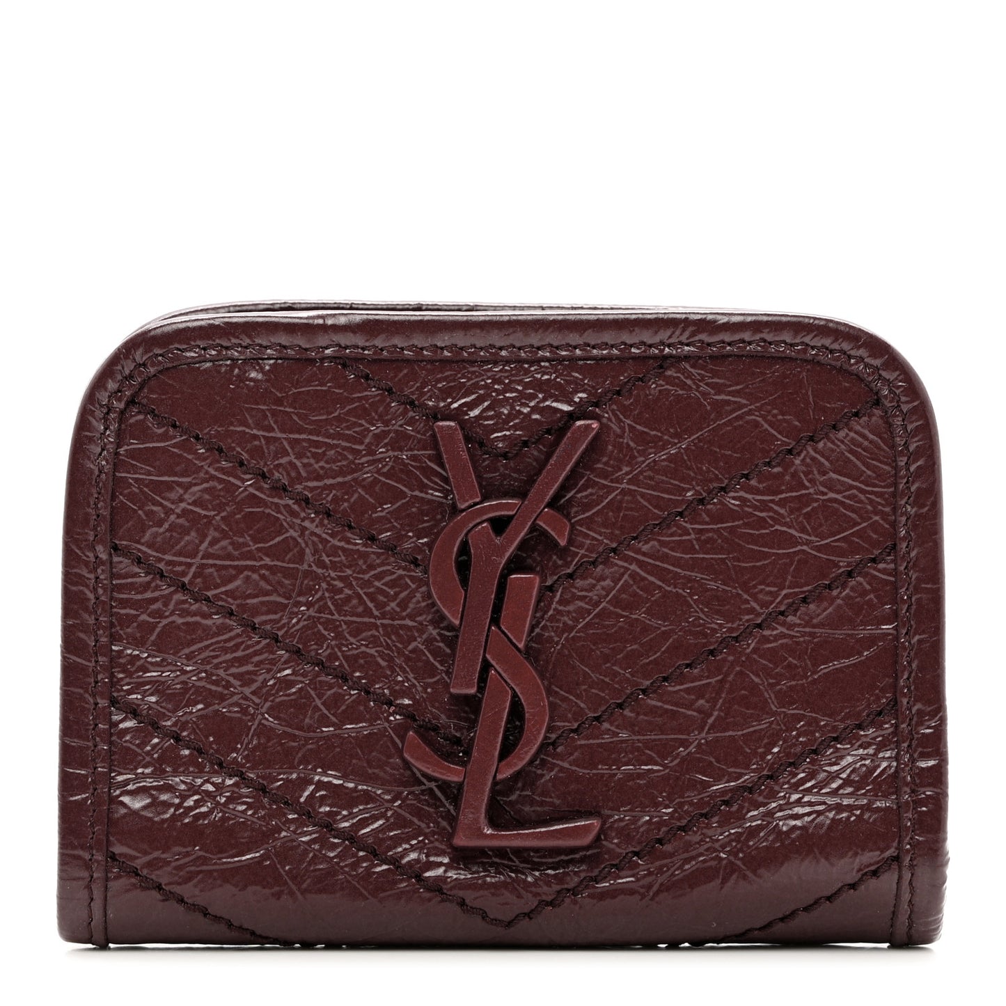 Crinkled Calfskin Matelasse Monogram Niki Card Holder Rouge Legion