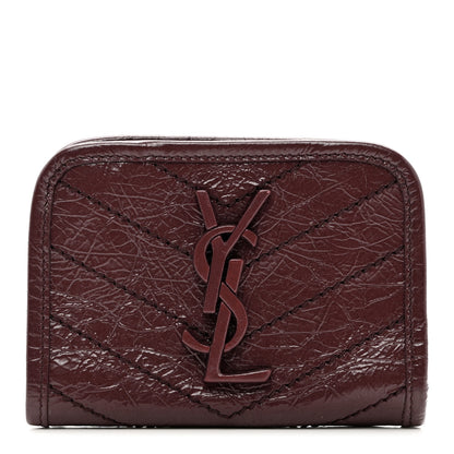 Saint Laurent Crinkled Calfskin Matelasse Monogram Niki Card Holder Rouge Legion 1 of 6