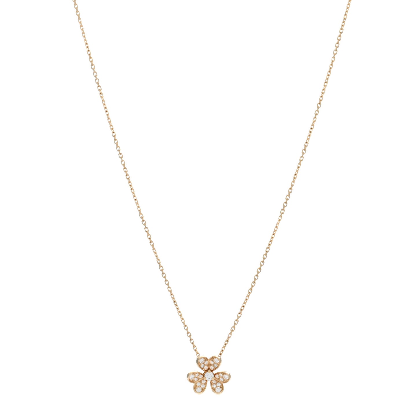 18K Yellow Gold Diamond Mini Frivole Pendant Pave Necklace