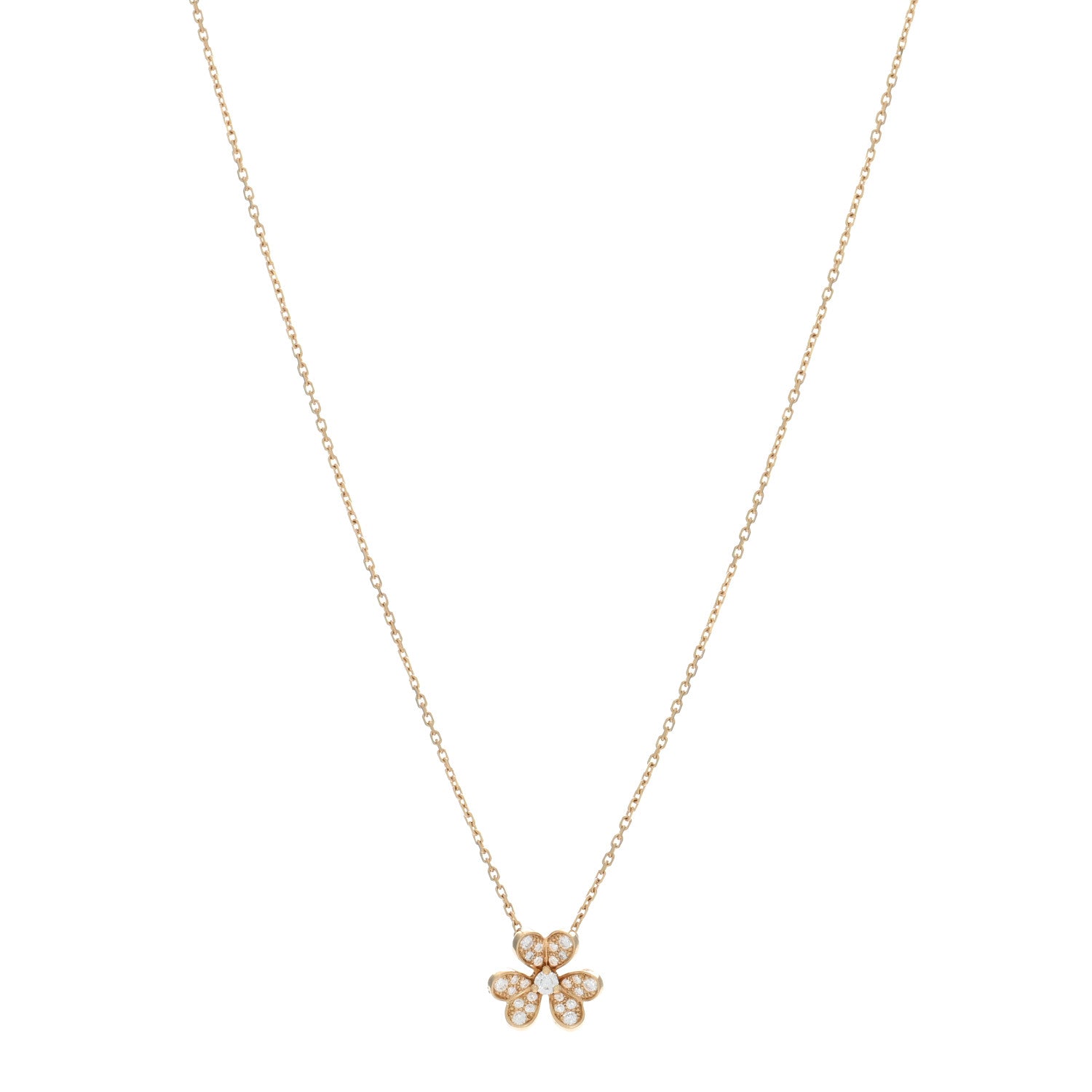 Van Cleef & Arpels 18K Yellow Gold Diamond Mini Frivole Pendant Pave Necklace 1 of 5