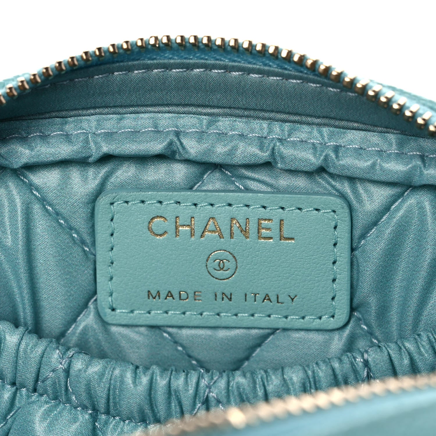Chanel Caviar Quilted Small Curvy Pouch Cosmetic Case Light Blue 6 of 11