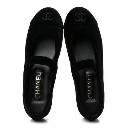 Chanel Velvet Mary Jane Flats 36 Black 2 of 9